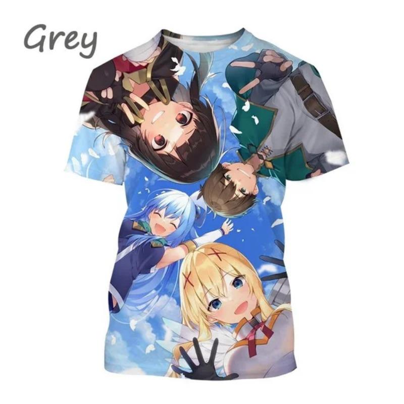 Letní Klasické Anime Pánské Ležérní Tričko Nové KonoSuba 3D Tištěné Osobnostní Street Harajuku Cool Krátký Rukáv Top