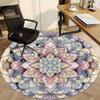 1 st Mandala Mönster Kontor Rund Matta, Halkfri, Mjuk och Slitstark Kontorsmatta för Inredning, Perfekt för Kontor