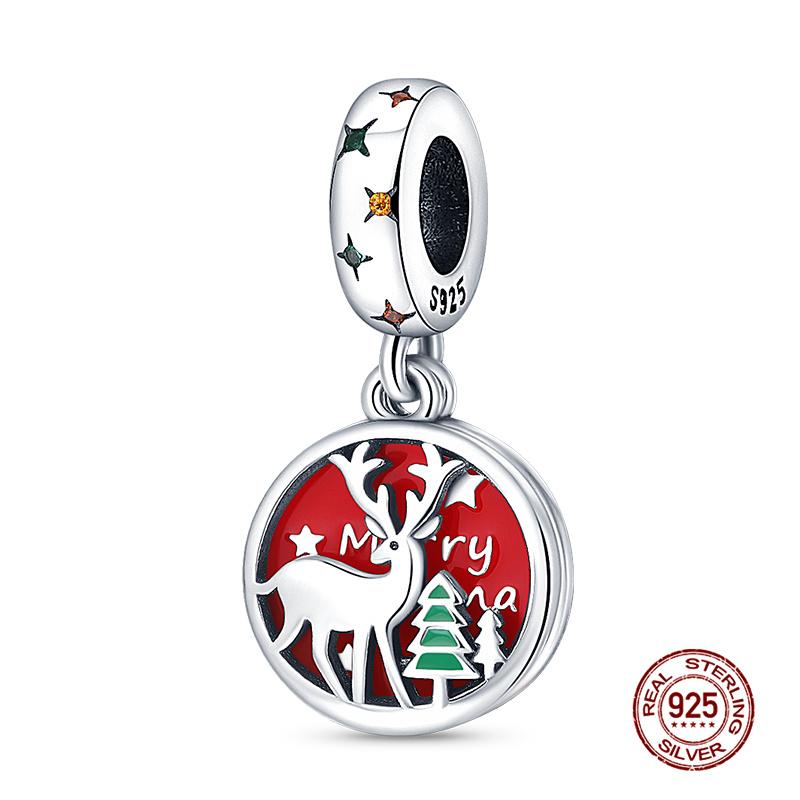 Original Charms Copper Christmas Series Elk Charm Bead Fits 3Mm Original Bracelets For Women Diy Fine Jewelry Gifts