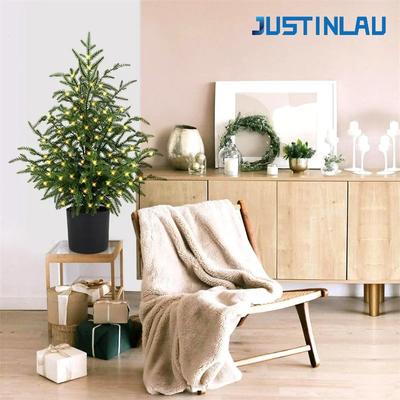 2FT Artificial Norfolk Pine Cypress Leaves Potted Trees Tabletop Faux Tree Holiday Christmas Decor for Home or Office