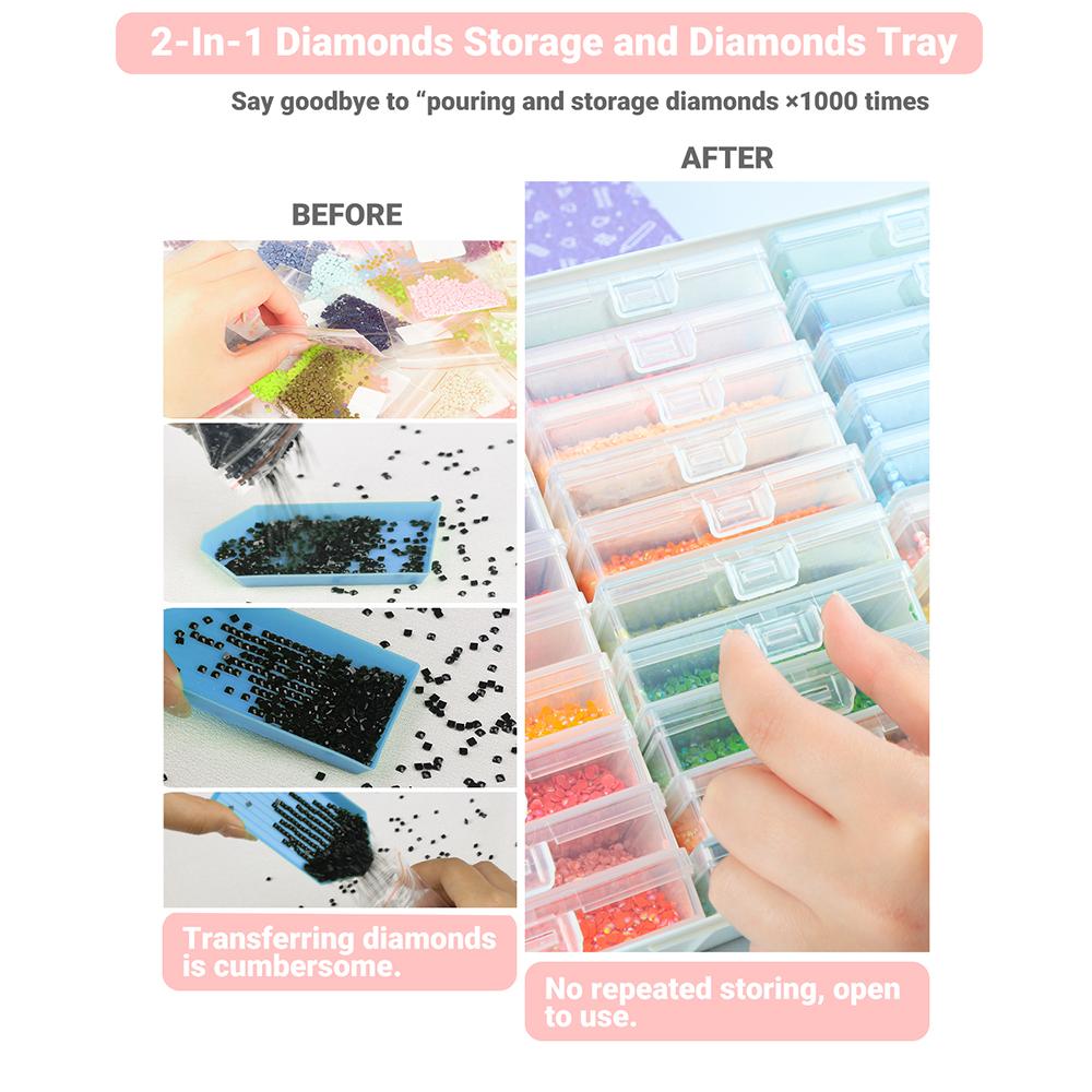 30 Grids Diamond Art Bead Box Diamond Painting Plastic Storage Box Diamond Painting Embroidery Box for Diamond Art Storage