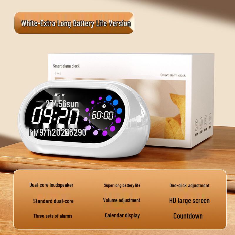 

Rechargeable Smart Alarm Clock with Large Volume Timer & USB Port Standard белый