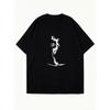 Oversized T Shirt Dress Black Abstract Bird Print Casual Wear For Women Streetwear Fashion Statement Piece Daily Outfit Choice