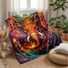 Mystic Sacred Elephant with Dragons and Buddha Theme Blanket Lightweight Warm Flannel Blanket Decorative Throw Blanket for Home Decoration