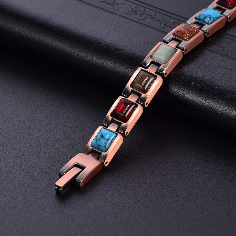 Vintage Turquoise Square Alloy Magnetic Therapy Bracelet Men Women Retro Style Zinc Jewelry Accessory