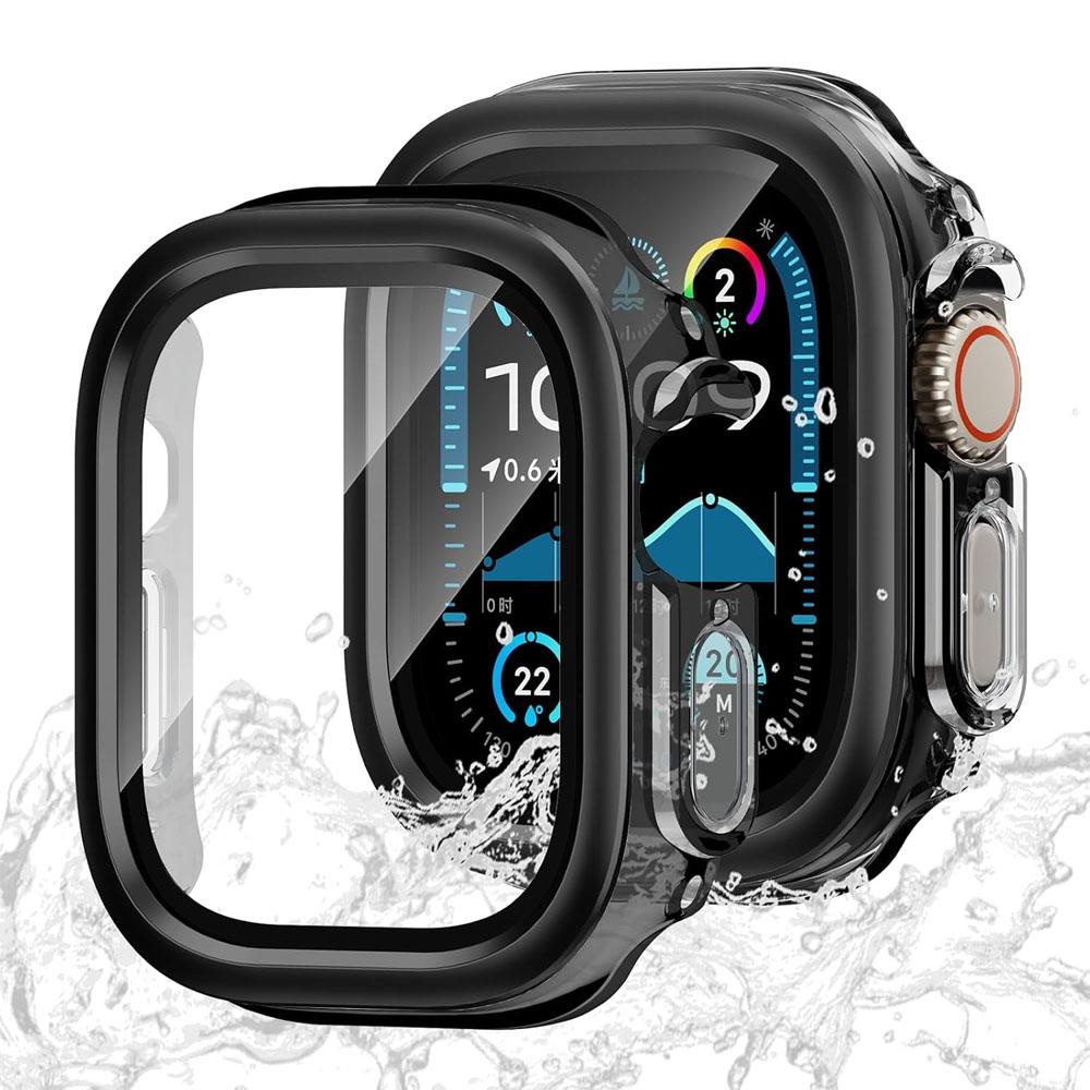 

Metal+PC Case For Apple watch Ultra 2 3 49mm 10 11 46mm 42mm Waterproof HD Tempered Glass Bumper cover iWatch Screen Protector 46mm Series 10 11 чёрный