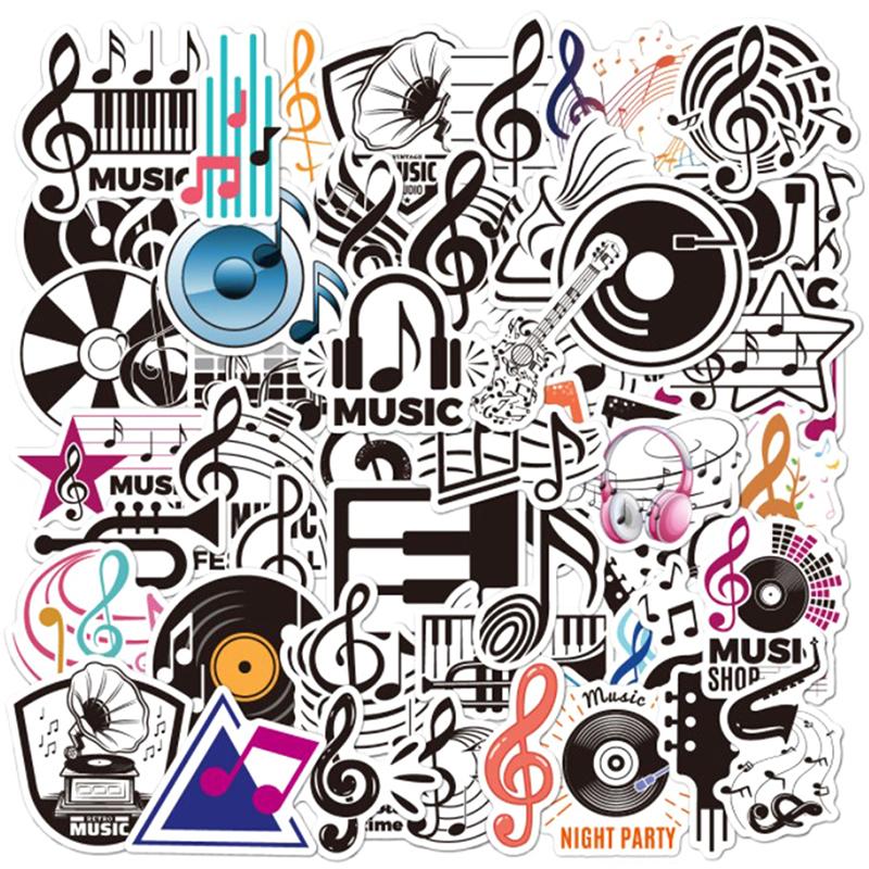Cartoon Musical Note Stickers For Car Suitcase Skateboard Guitar Laptop Phone Notebook Diy Decor Waterproof Sticker Toys Gifts