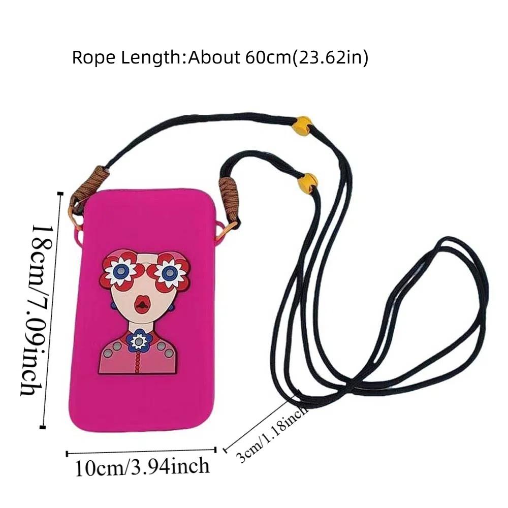 Anti-lost Hanging Neck Phone Bag Cartoon Modern Lady Storage Bag Zipper Soft Shoulder Case  School