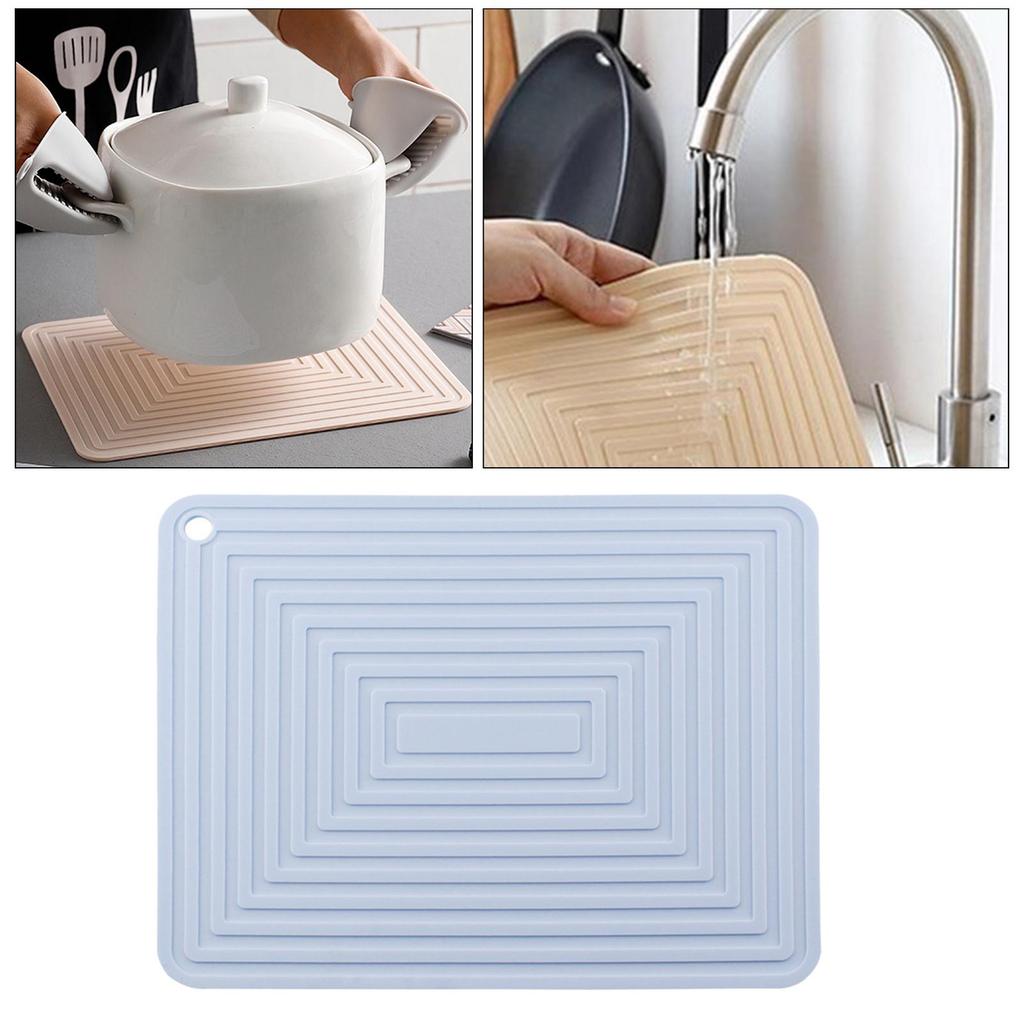 Waterproof Non Slip Drying Pad Hot Pot Holder Heat Resistant Silicone Drain Pad