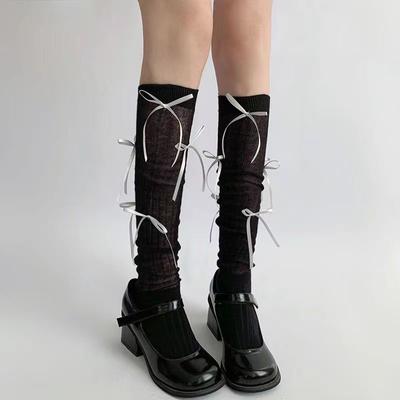 Jk Bow Socks Sweet Lolita Women'S Socks College Style Mid Calf Striped Calf Socks Knee Socks Leg Stockings