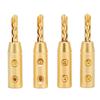 4PCS Gold Plated BFA Banana Plug Double Screw Open Screw Banana Plugs  For Sound Systems