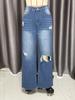 2025 Summer High Waist Ripped Jeans: Women's European & American Street Style, Loose Straight Wide-Leg Pants