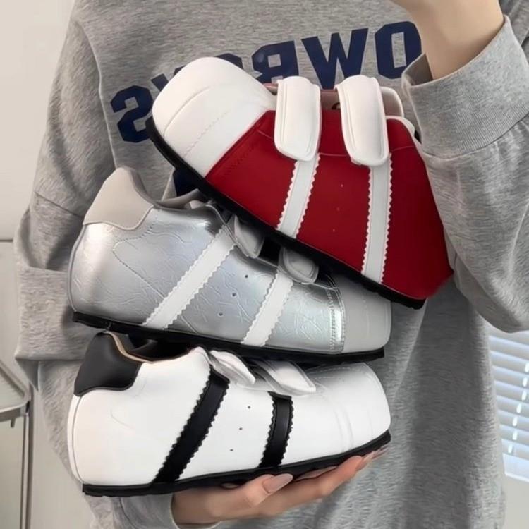 Velcro Ugly Cute Shell Head German Training Bread Shoes Women's 2025 New Versatile Inner Height Increase Leisure Sports Small Board Shoes