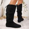 Plus-size Shoes, Lace-up Boots, Women's Shoes, High Boots, New Pleated Boots
