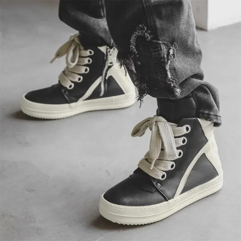 RO High-Top Retro Motorcycle Boots - Men's Versatile Autumn/Winter Casual Sports Footwear X168