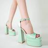 Fashion 2024 Summer New Products Square Head Hollow Thick Heel Satin High Heel Fish Mouth Women's Shoes Plus Size Catwalk Sandals Trend