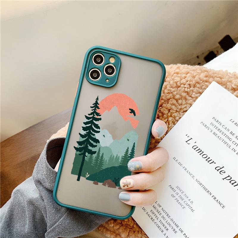 Mountain Tree Sunset Phone Case For iPhone 7 8 Plus SE2 For Iphone X XR Xs Max 16 11 12 13 14 15 Mini Pro Max Shockproof Cover