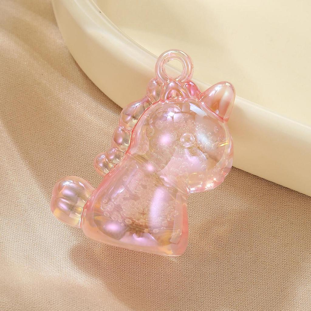 Adorable Acrylic Keychain: Pink Heart Teddy Bear, Bubble Unicorn, and Elephant Charm