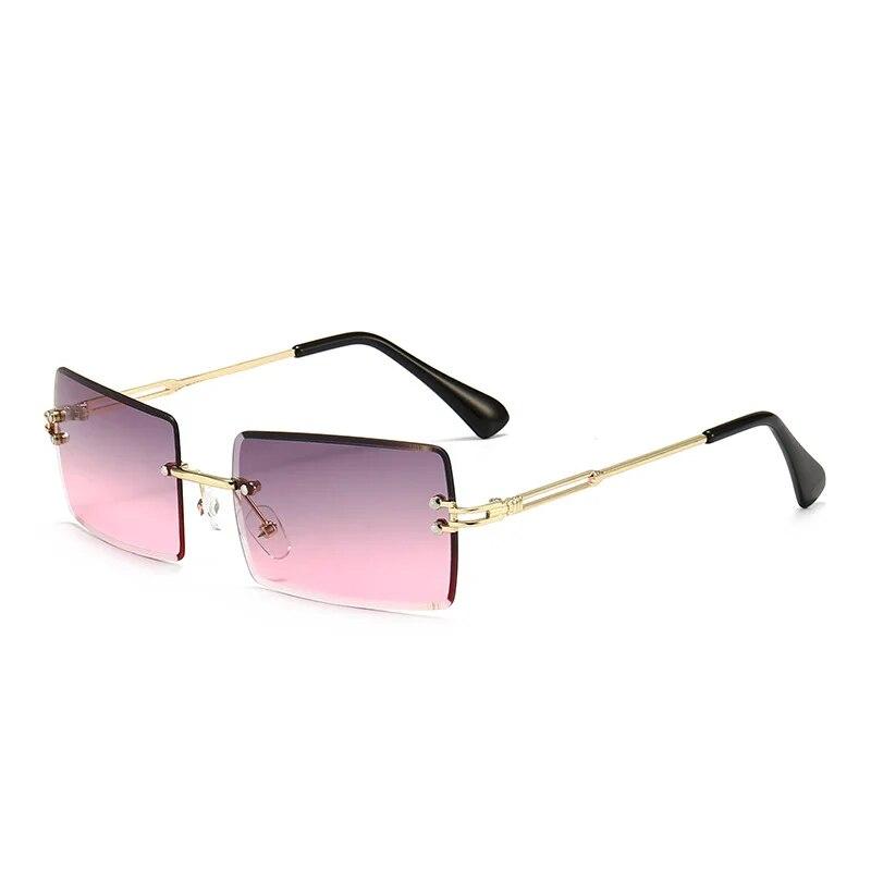 Vintage Fashion New Sunglasses Rimless Frameless Rectangle Shades Gradient UV400 Square Traveling Sun Glasses for Women