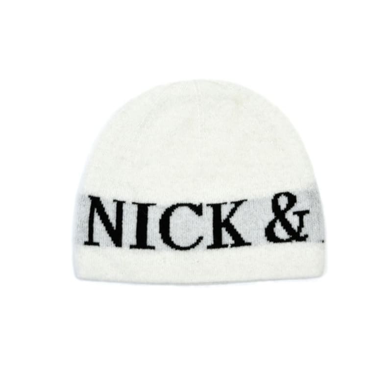 

nick&NICOLE CASHMERE LETTERING JAQUARD BEANIE_IVORY FREE