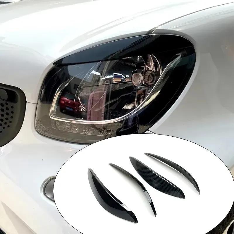 Car Front Headlight Eyelid Lamp Eyebrow Decoration Trim Strips For Mercedes Benz Smart Fortwo Forfour 453 2015- Accessories