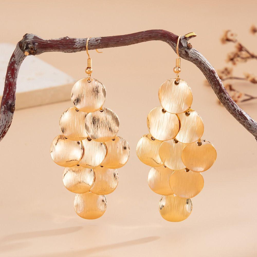 Fashion Bohemian Y Shape Necklace Geometric Circular Gold Tassel Sequin Necklace Charm Vintage Gold Jewelry Neck Jewelry