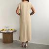 Sleeveless Solid Color Slim Fit Midi Dress with Side Slit Loose Fit Tank Dress for Women Casual Daily Wear