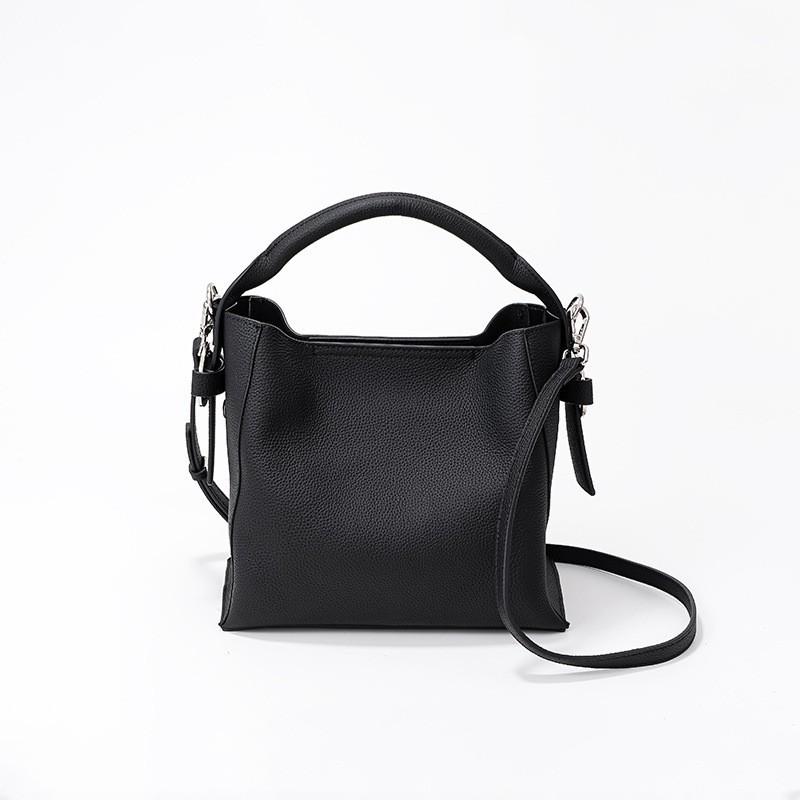 Genuine Leather Women's Bag First-layer Cowhide Bucket Bag Niche Design New Large-capacity Portable Shoulder Bag