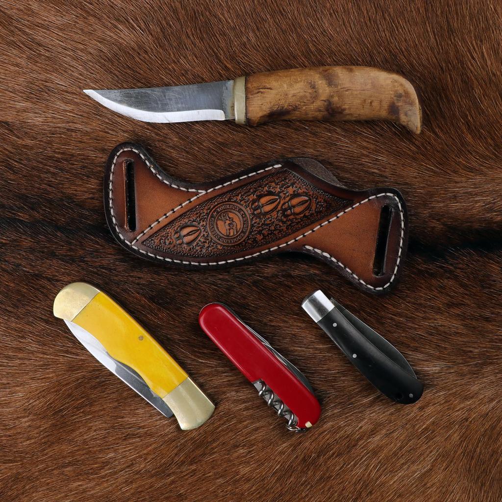 TOURBON Knife Case Leather Sheath Knife Holder for Belt Camping Fishing Survival Game Outdoor