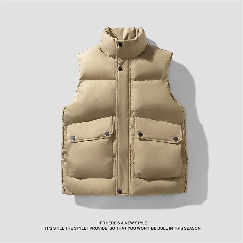 Men's Stand Collar Puffer Vest Sleeveless Quilted Warm Winter Outerwear Casual Multi-Color Vest