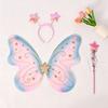 3Pcs/Set Sparkling Butterfly Wings Princess Hair Hoop Fairy Wand Fancy Dress Colorful Butterfly Costume Wings