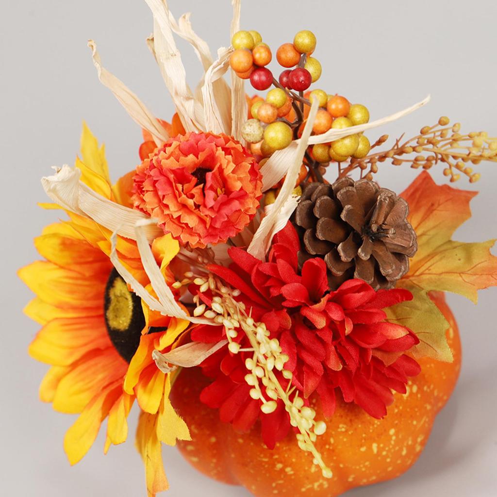 Artificial Pumpkin Flower Floral Arrangement Autumn Photo Props Fake Pumpkins Model for Kitchen Home Bedroom Party Thanksgiving