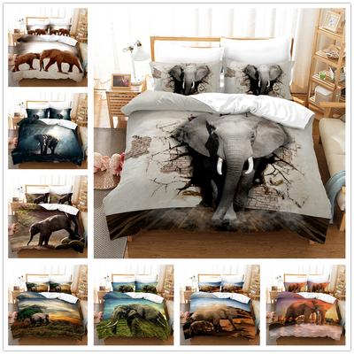 Bedruckter Bettbezug mit Elefantenmotiv, Heimdekoration, Daunenbettbezug, Schlafzimmerbettwäsche, Bettbezug, Kissenbezug/Doppelbett, volle Größe