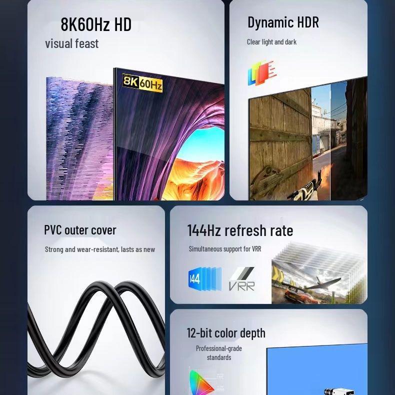 8K HDMI Cable for TV, Computer, Monitor, Projector, Set-Top Box & 4K Devices