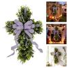 Crossed Shape Easter Wreath with Big Bowknot Plastic Artifical Wreath Hanging Decoration for Door Holiday Decoration