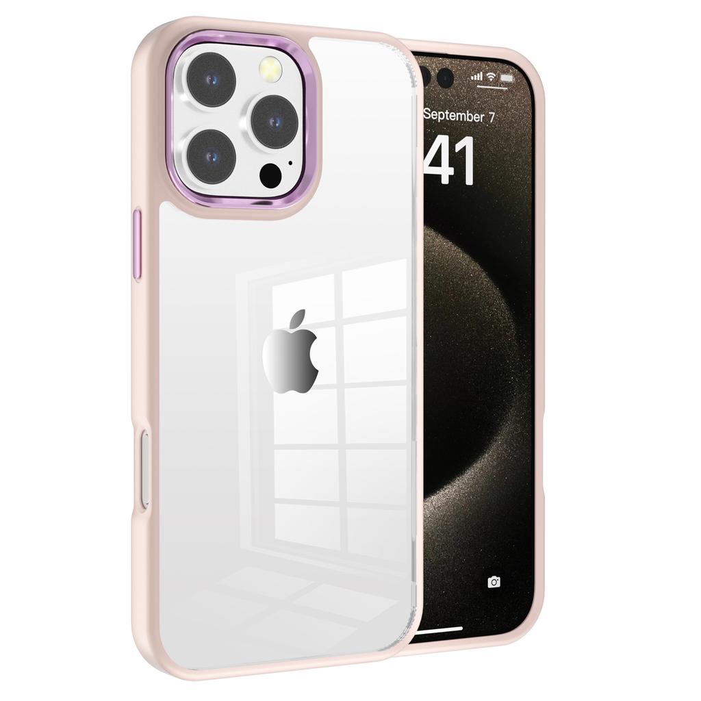 For iPhone 16 Pro Max Clear Phone Case TPU+ PC Phone Back Cover with Metal Button