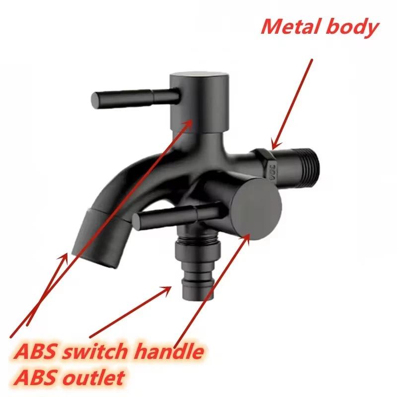 Dual Control 1/2" Double Outlet Faucet Bidet Water Tap One In Two Out for Bathroom Sink Fitting Washing Machine