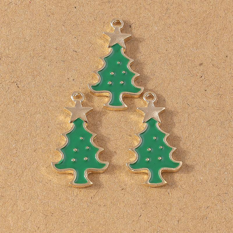 10pcs Enamel Christmas Tree Snowman Pendant Charms for Jewelry Making Christmas Earrings Necklaces DIY Accessories Supplies