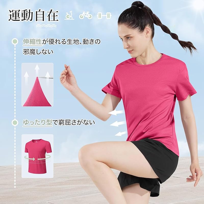 [Rovidorx] T-shirt Ladies Short Sleeve Sports Relaxing Tee Shirt Big Size Gym Wear Sport T-shirt Quick Drying Dry T Shirt Sportswear Running Training