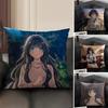 WWaguri KaorukoO Anime Cushion Cover Natural Linen Organic Fabric DoubleSided Printing Sofa Home Decor Gift Pillow Case
