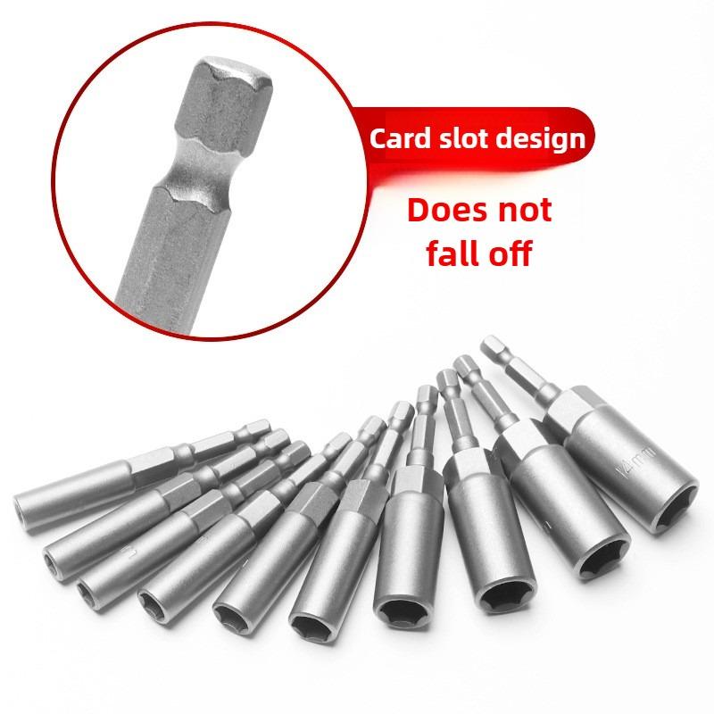 80mm Length Deepen Power Nut Driver Drill Bit Set 5.5-19MM Impact Socket Adapter For Power Tools 6.35MM Hex