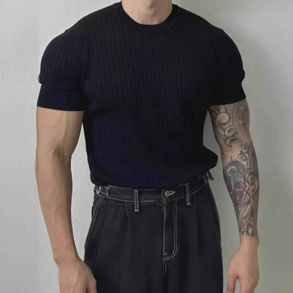 "Men's High-End European and American Fashion Summer T-Shirt: Breathable, Light, Short-Sleeve Casual Top"