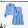 ZANZEA Women Long Sleeve Blouse and Long Skirts Casual Two Piece Suit Sets