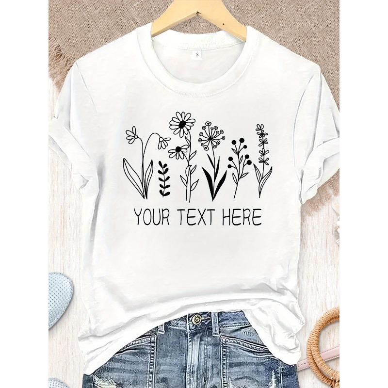 

Женская футболка для любителей цветов, Персонализированная футболка с цветочным принтом и индивидуальным текстом – Идеальный подарок для учителей, мам, семьи и друзей S