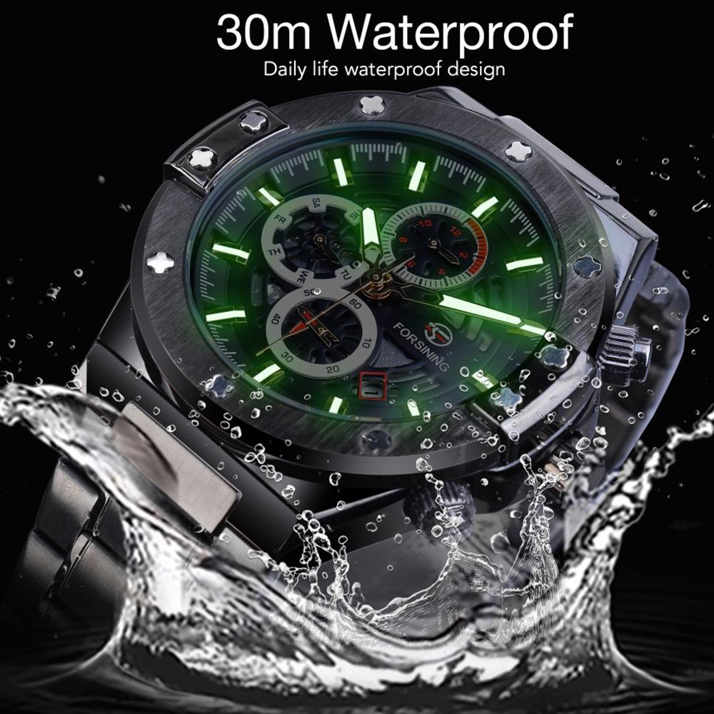 Forsining Three Dial Calendar Display Men Automatic Wrist Watch Luxury Military Sport Male Clock