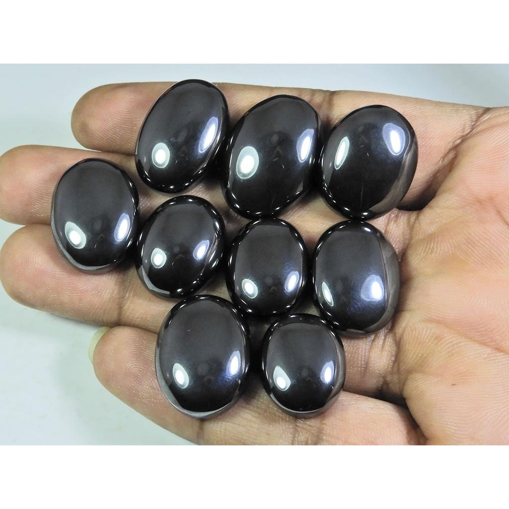 330Cts. Natural Hematite Oval Cabochon Loose Gemstone 9Pcs Lot 14X18-18X24MM A-302