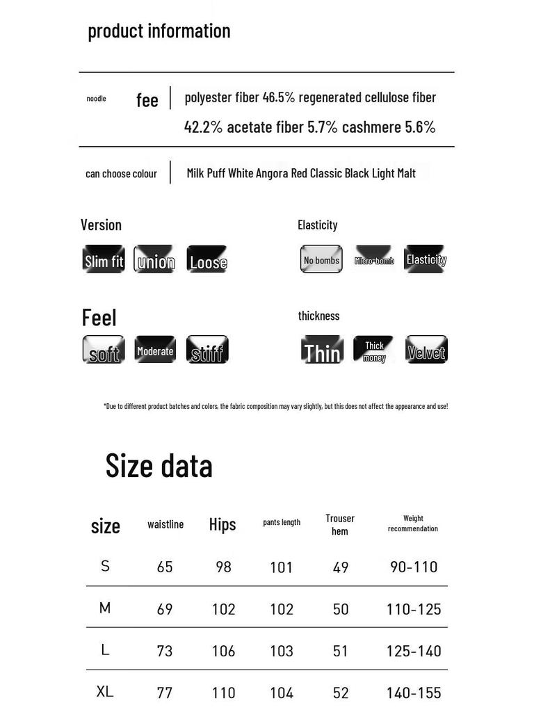 Hongdou Women's Cashmere Blend High-Waist Straight-Leg Pants