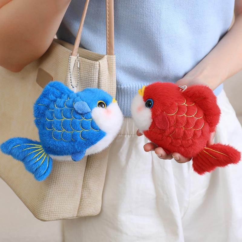 15-42Cm Cartoon Goldfish Plush Doll Pillow Red Blue Purple Yellow Fish Animal Stuffed Toy Home Decor Bag Pendant Gift For Girls