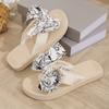 Women's Fashion Trend, Anti Slip and Wear-resistant Diamond Inlaid Bow Tie, Flat Heel Flip Flop