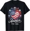 Flag Heart 1776 2026 July 4th 250th Birthday T-Shirt